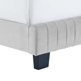 Sutton Channel Tufted Performance Velvet Full Bed in Light Gray