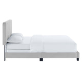 Sutton Channel Tufted Performance Velvet Full Bed in Light Gray