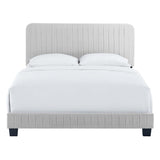 Sutton Channel Tufted Performance Velvet Full Bed in Light Gray