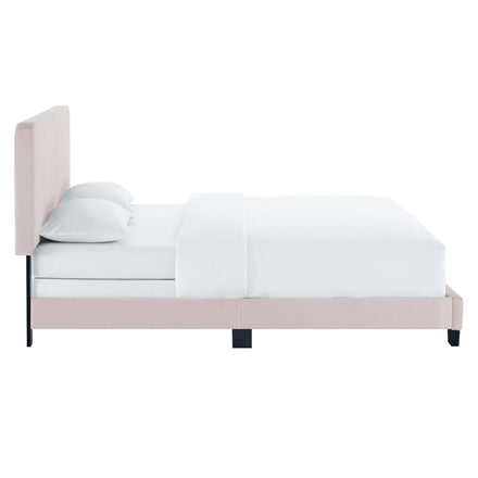 Celine Channel Tufted Performance Velvet Full Bed in Pink