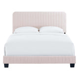 Sutton Channel Tufted Performance Velvet Full Bed in Pink