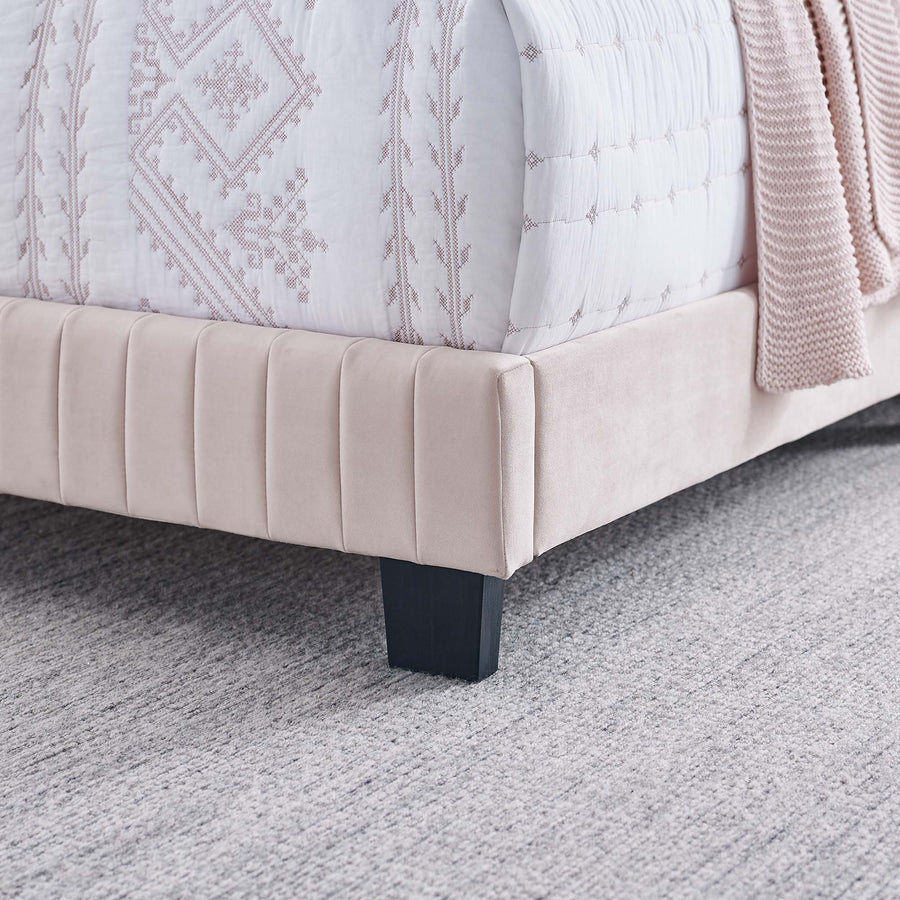 Sutton Channel Tufted Performance Velvet Full Bed in Pink