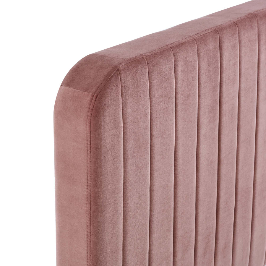 Sutton Channel Tufted Performance Velvet Twin Bed in Dusty Rose