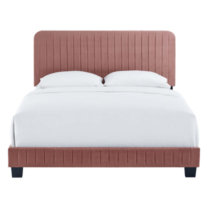 Celine Channel Tufted Performance Velvet Twin Bed by Furniture For America