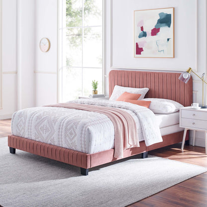 Celine Channel Tufted Performance Velvet Twin Bed by Furniture For America