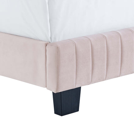 Celine Channel Tufted Performance Velvet Twin Bed in Pink