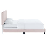 Sutton Channel Tufted Performance Velvet Twin Bed in Pink