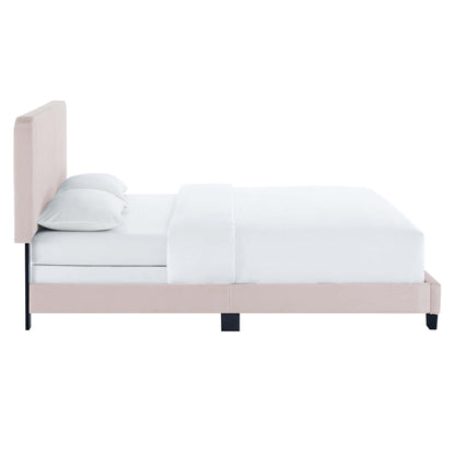 Celine Channel Tufted Performance Velvet Twin Bed by Furniture For America