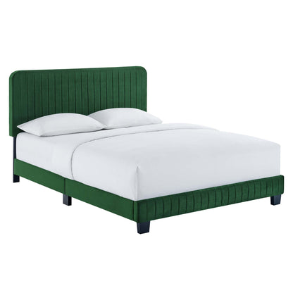 Celine Channel Tufted Performance Velvet King Platform Bed by Furniture For America