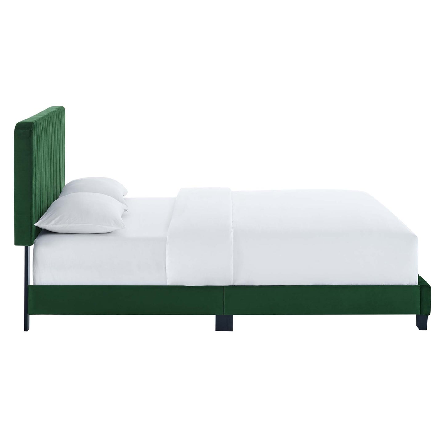 Celine Channel Tufted Performance Velvet King Platform Bed by Furniture For America