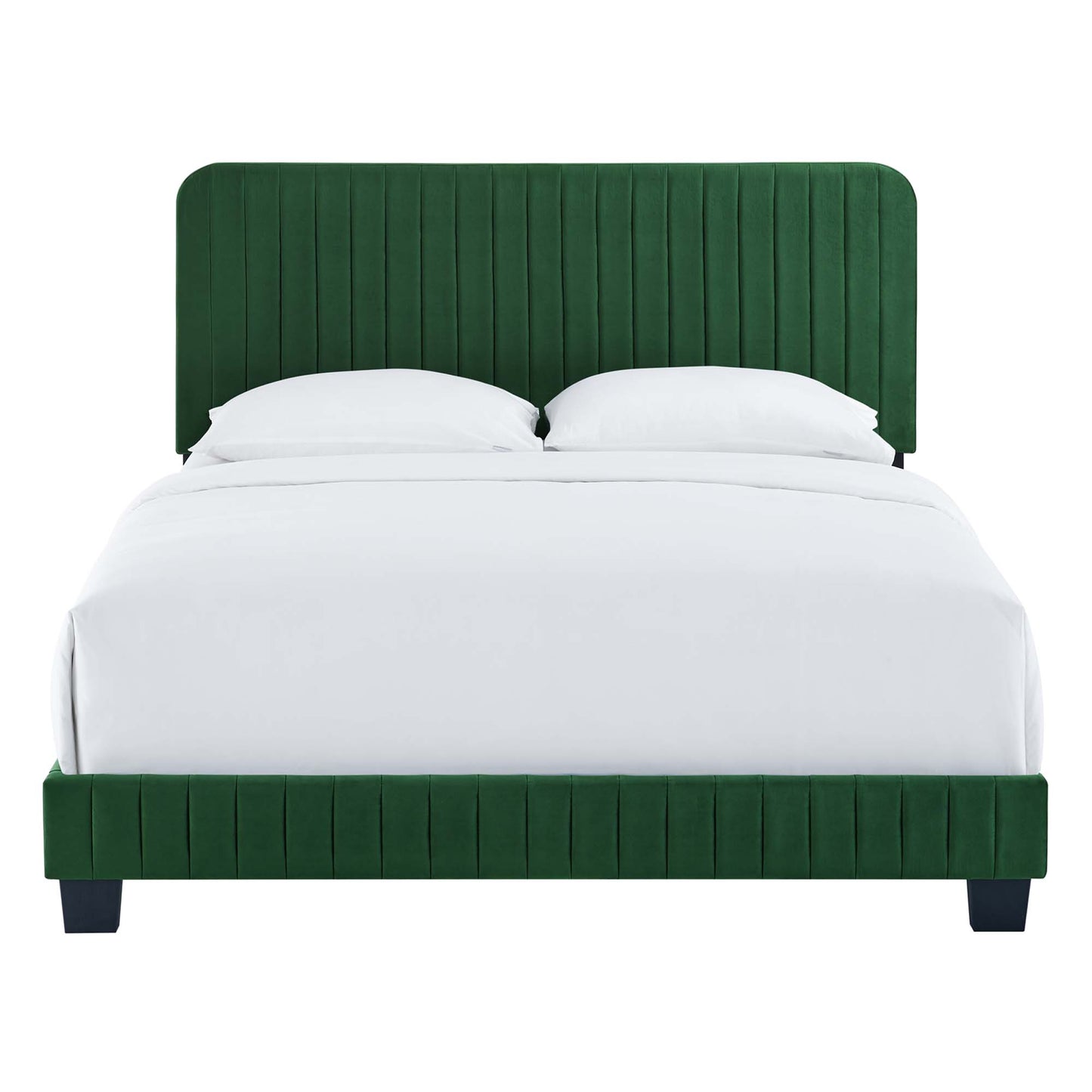 Celine Channel Tufted Performance Velvet King Platform Bed by Furniture For America