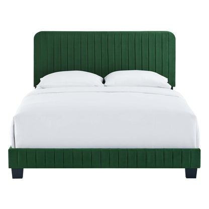 Celine Channel Tufted Performance Velvet King Platform Bed by Furniture For America