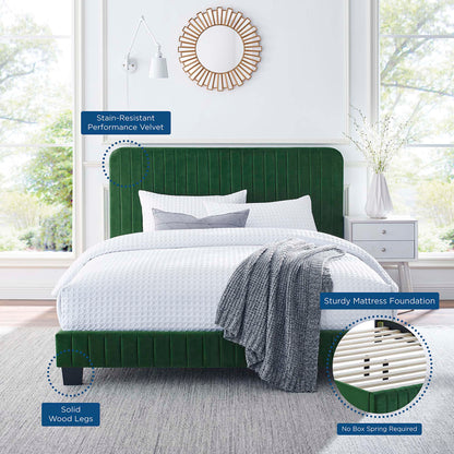 Celine Channel Tufted Performance Velvet King Platform Bed by Furniture For America