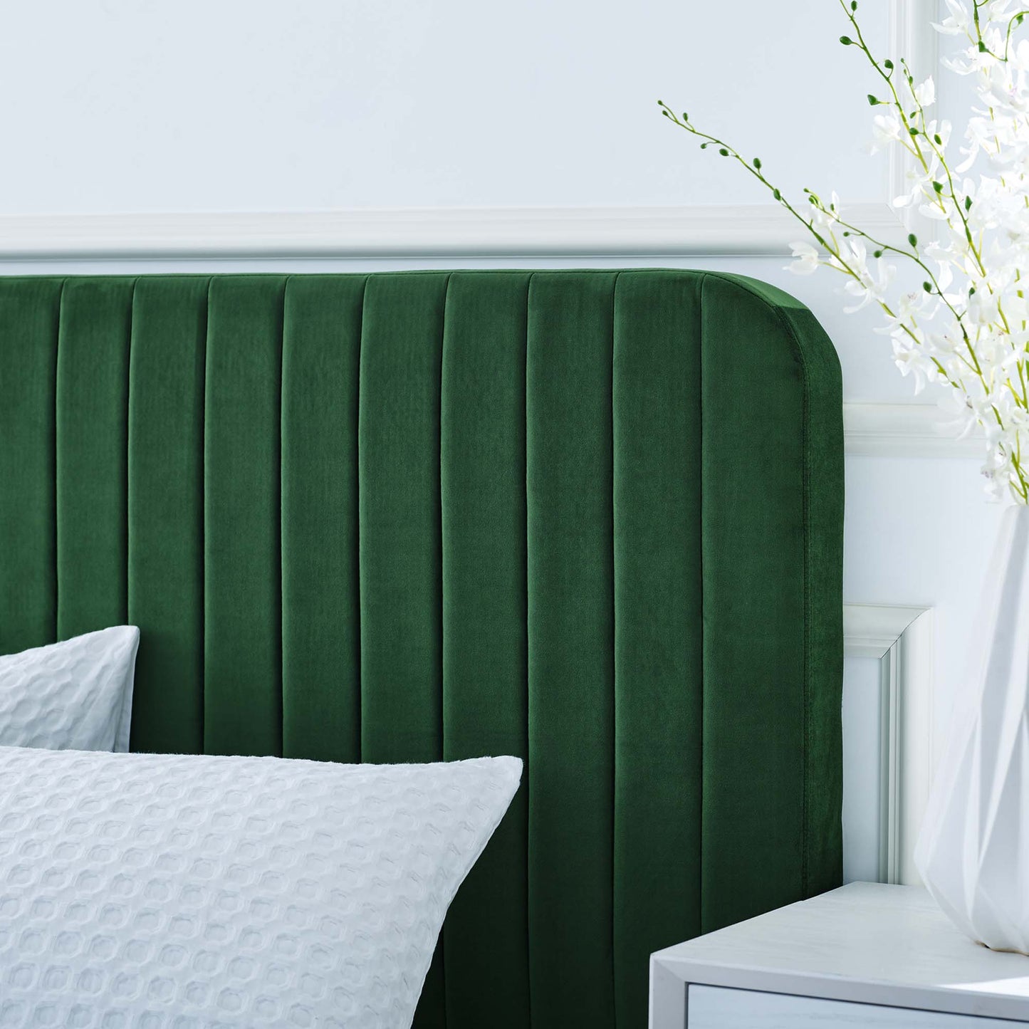 Celine Channel Tufted Performance Velvet King Platform Bed by Furniture For America