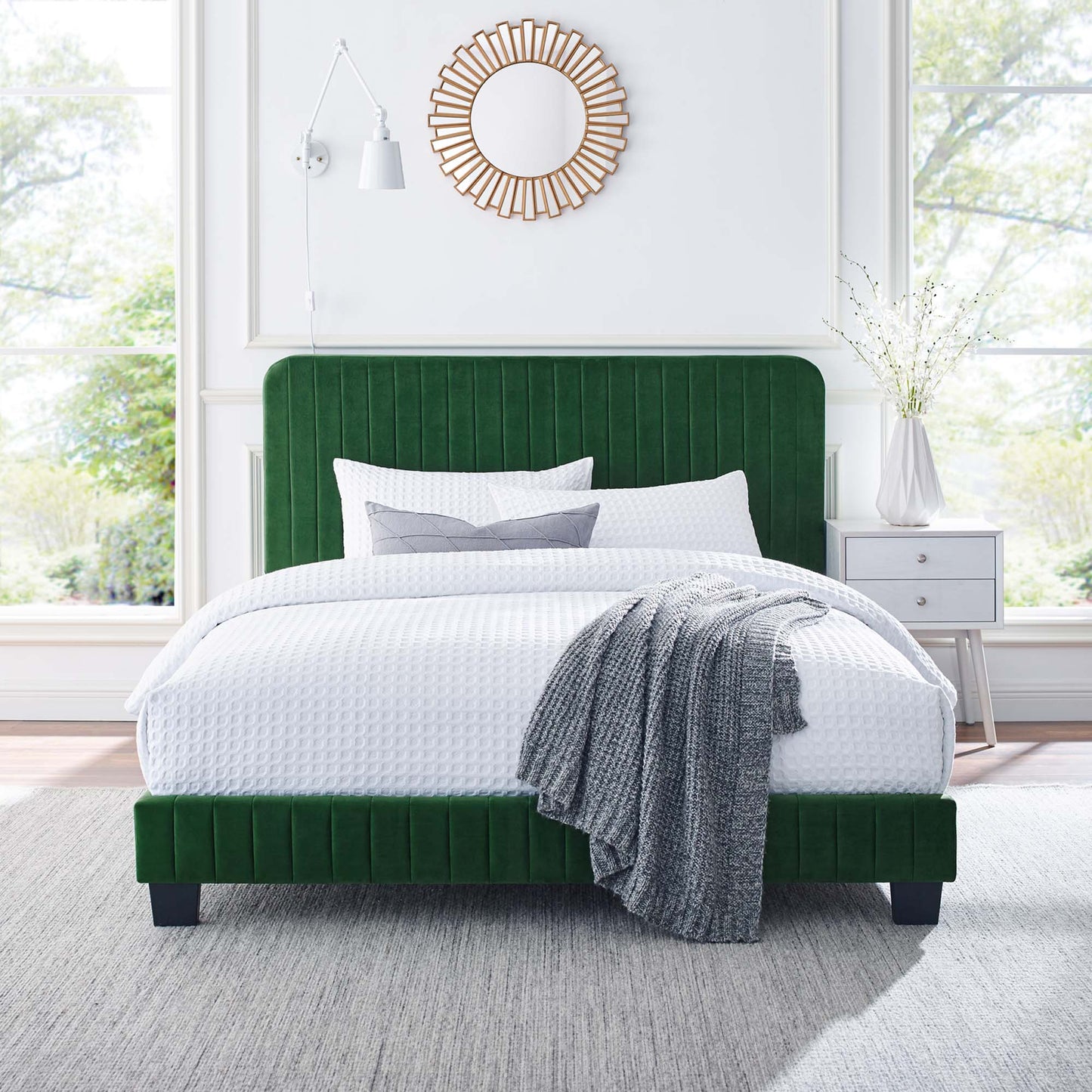Celine Channel Tufted Performance Velvet King Platform Bed by Furniture For America