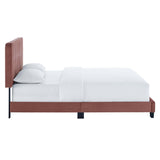 Sutton Channel Tufted Performance Velvet Queen Platform Bed in Dusty Rose