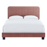 Sutton Channel Tufted Performance Velvet Queen Platform Bed in Dusty Rose