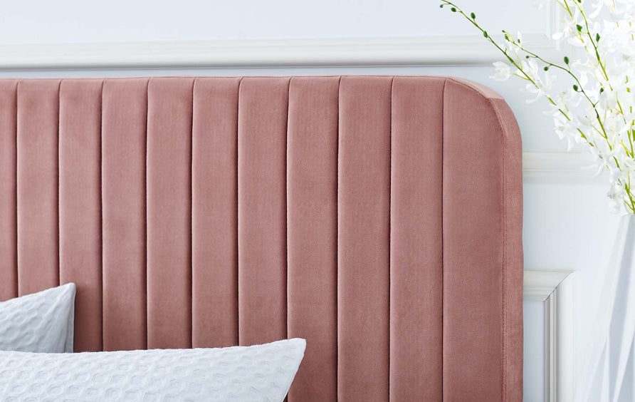 Sutton Channel Tufted Performance Velvet Queen Platform Bed in Dusty Rose