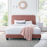 Sutton Channel Tufted Performance Velvet Queen Platform Bed in Dusty Rose