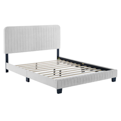 Celine Channel Tufted Performance Velvet Queen Platform Bed by Furniture For America