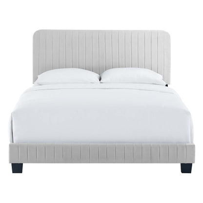 Celine Channel Tufted Performance Velvet Queen Platform Bed by Furniture For America
