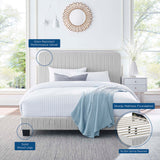 Sutton Channel Tufted Performance Velvet Queen Platform Bed in Light Gray