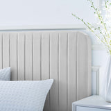 Sutton Channel Tufted Performance Velvet Queen Platform Bed in Light Gray