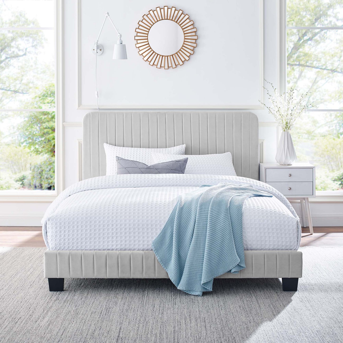 Celine Channel Tufted Performance Velvet Queen Platform Bed by Furniture For America