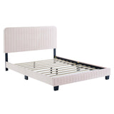 Sutton Channel Tufted Performance Velvet Queen Platform Bed in Pink