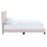 Sutton Channel Tufted Performance Velvet Queen Platform Bed in Pink
