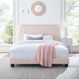 Sutton Channel Tufted Performance Velvet Queen Platform Bed in Pink