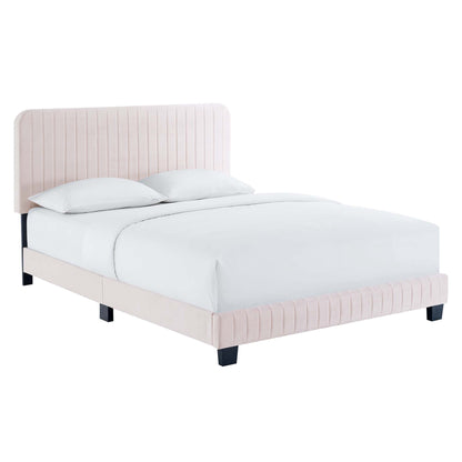 Celine Channel Tufted Performance Velvet Full Platform Bed by Furniture For America