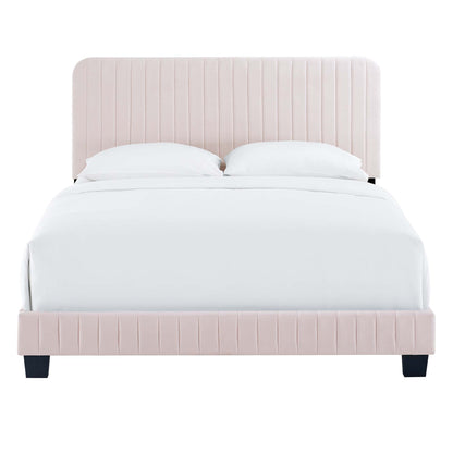 Celine Channel Tufted Performance Velvet Full Platform Bed by Furniture For America