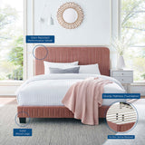 Sutton Channel Tufted Performance Velvet Twin Platform Bed in Dusty Rose