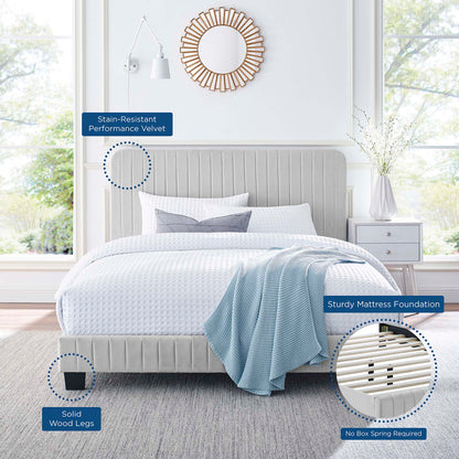 Celine Channel Tufted Performance Velvet Twin Platform Bed by Furniture For America