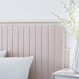 Sutton Channel Tufted Performance Velvet Twin Platform Bed in Pink