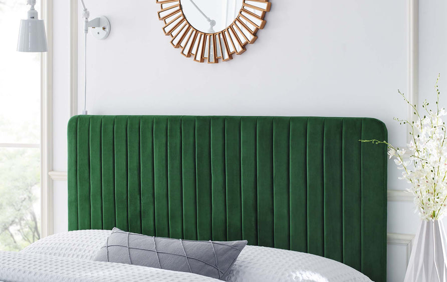 Echo Channel Tufted Performance Velvet Twin Headboard in Emerald