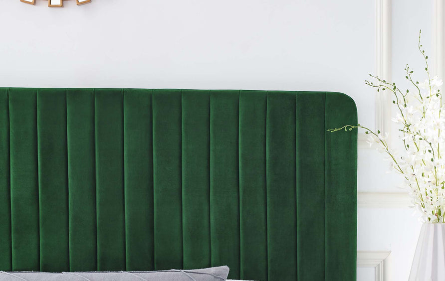 Echo Channel Tufted Performance Velvet Twin Headboard in Emerald