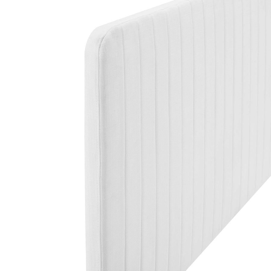 Echo Channel Tufted Upholstered Fabric Full/Queen Headboard in White
