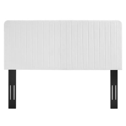 Milenna Channel Tufted Upholstered Fabric Full/Queen Headboard in White