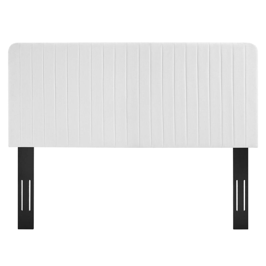 Echo Channel Tufted Upholstered Fabric Full/Queen Headboard in White