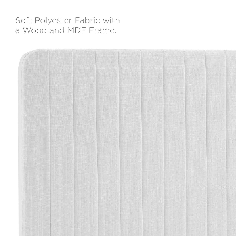 Echo Channel Tufted Upholstered Fabric Full/Queen Headboard in White
