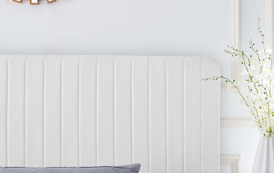 Echo Channel Tufted Upholstered Fabric Full/Queen Headboard in White