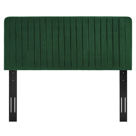 Milenna Channel Tufted Performance Velvet King/California King Headboard in Emerald