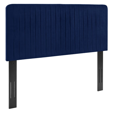 Milenna Channel Tufted Performance Velvet King/California King Headboard in Navy