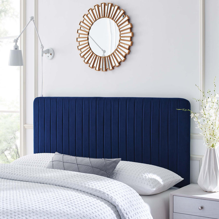 Echo Channel Tufted Performance Velvet King/California King Headboard in Navy