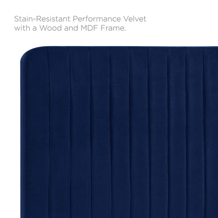Milenna Channel Tufted Performance Velvet King/California King Headboard in Navy
