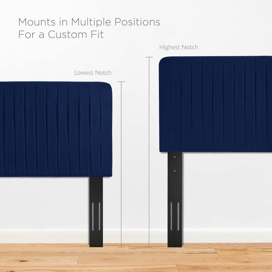 Echo Channel Tufted Performance Velvet King/California King Headboard in Navy