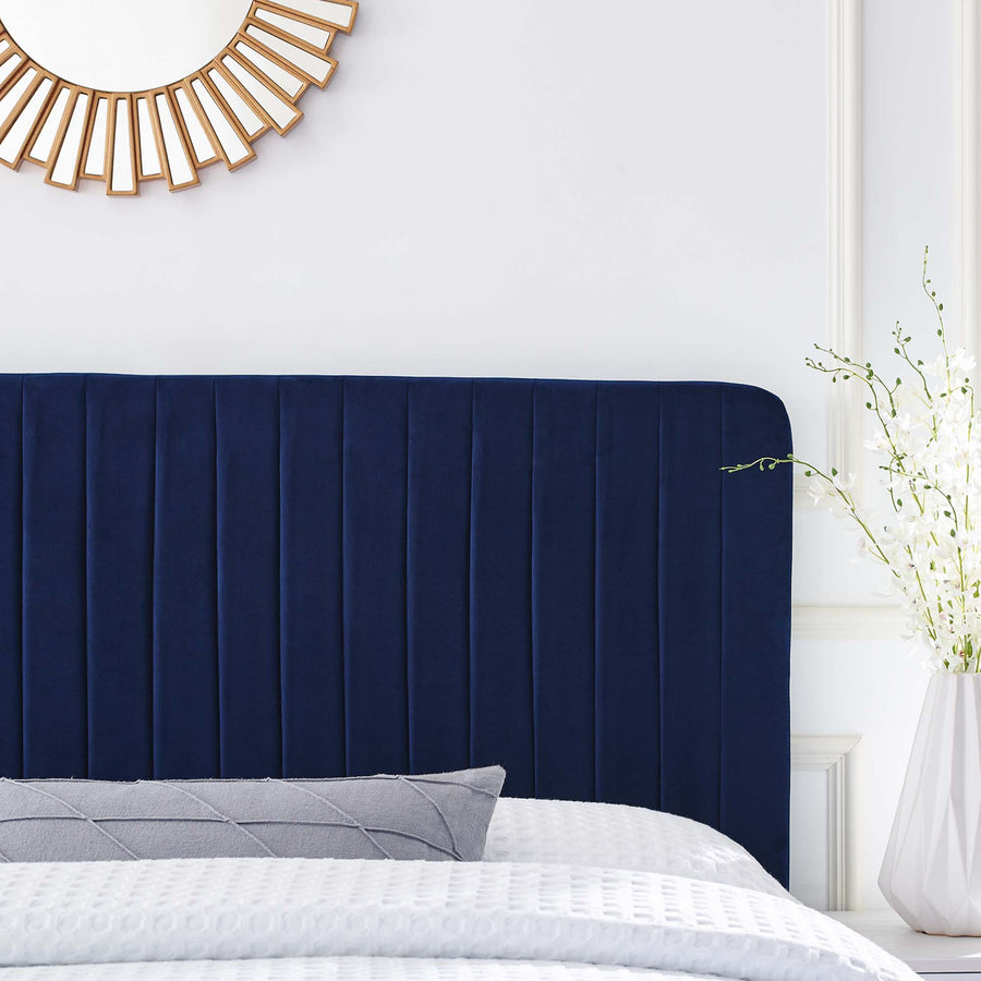 Echo Channel Tufted Performance Velvet King/California King Headboard in Navy