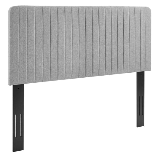 Milenna Channel Tufted Upholstered Fabric King/California King Headboard by Furniture For America